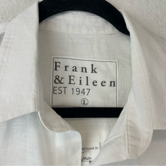 Frank & Eileen White Linen Sleeveless Blouse Shirt Size L - Picture 3 of 8